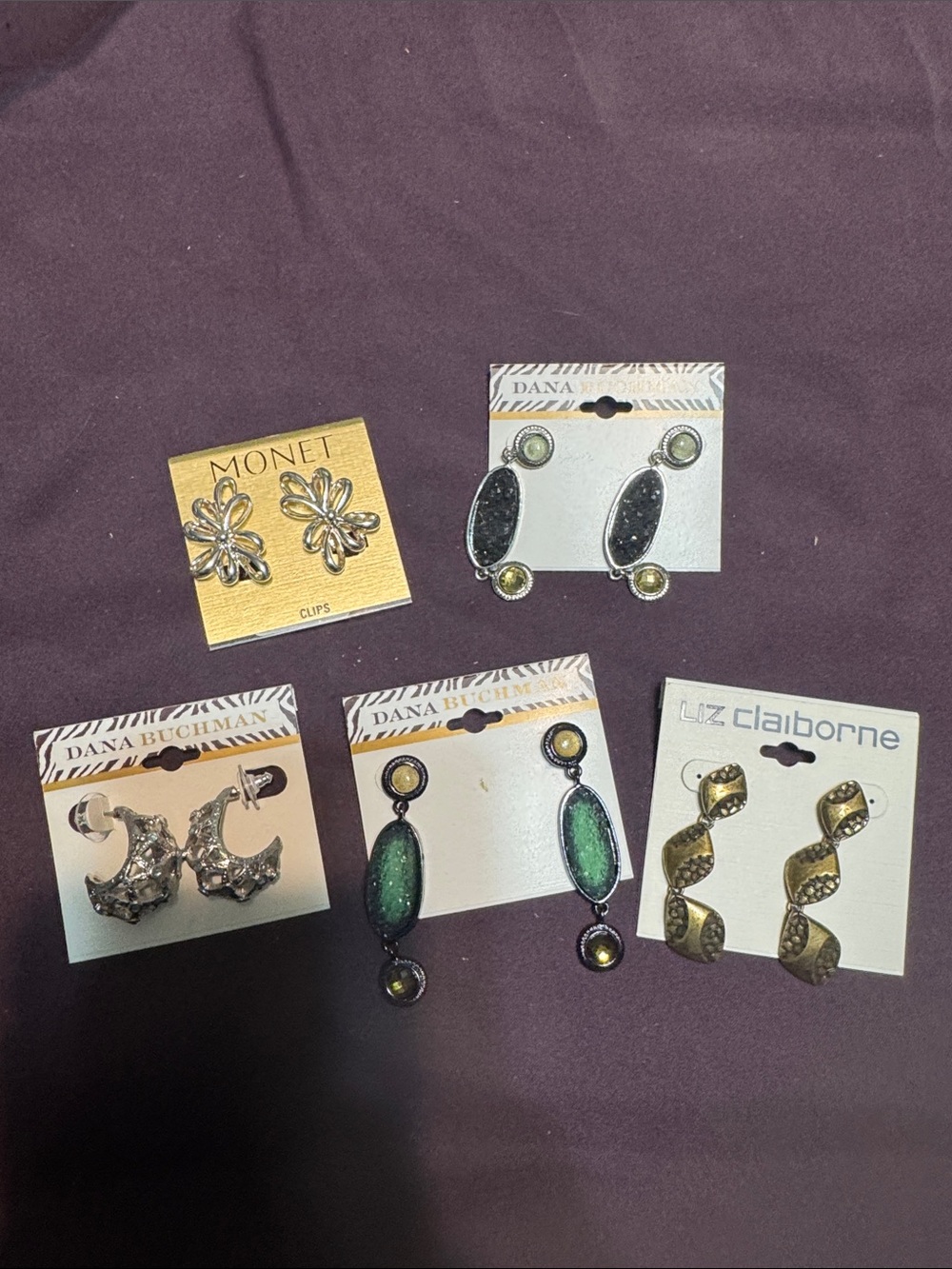 5 pairs Monet, Dana Buchman & Liz Claiborne Mixed Earring Set